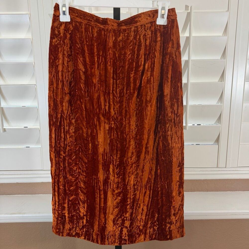 Vintage Poles High Waisted Crush Velvet Midi Skirt Sz S 90s Grunge Whimsigoth